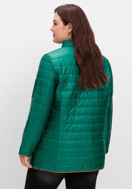 Sheego Steppjacke Mit Stehkragen Und Kontrastdetails - Tannengrün Sheego