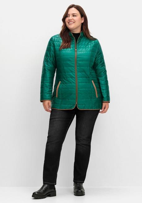 Sheego Steppjacke Mit Stehkragen Und Kontrastdetails - Tannengrün Sheego