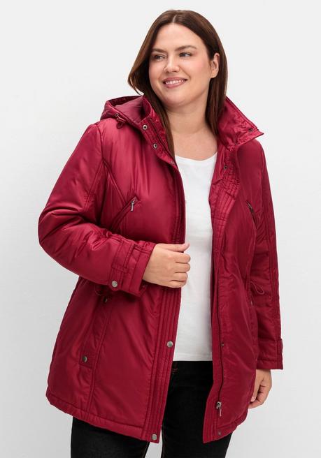 sheego Steppjacke mit Tunnelzug in der Taille - weinrot sheego