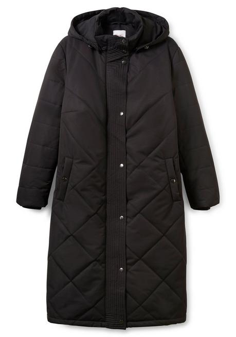 Sheego Steppmantel Mit Abknöpfbarer Kapuze - Schwarz Sheego