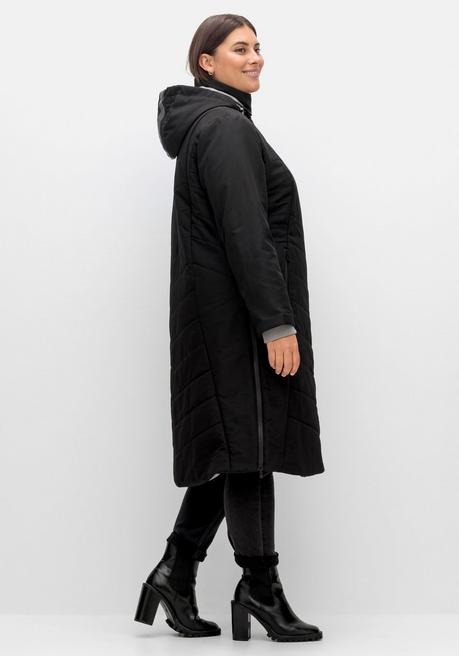 Sheego Steppmantel Mit Seitlichen Reißverschlüssen - Schwarz Sheego