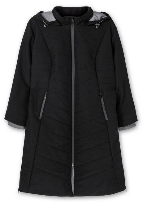 Sheego Steppmantel Mit Seitlichen Reißverschlüssen - Schwarz Sheego