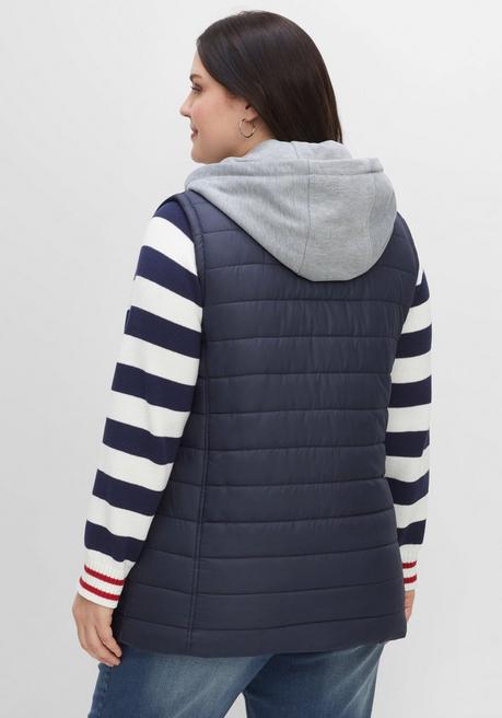 Sheego Steppweste In 2-in-1-Optik, Mit Einsatz Aus Sweat - Nachtblau Sheego