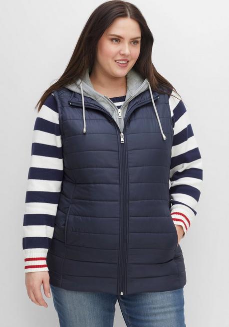 Sheego Steppweste In 2-in-1-Optik, Mit Einsatz Aus Sweat - Nachtblau Sheego