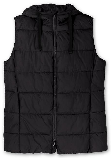 Sheego Steppweste In A-Linie, Mit Kapuze Und 2-Wege-Zipper - Schwarz Sheego