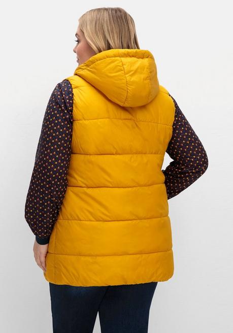 Sheego Steppweste In A-Linie, Mit Kapuze Und 2-Wege-Zipper - Senfgelb Sheego