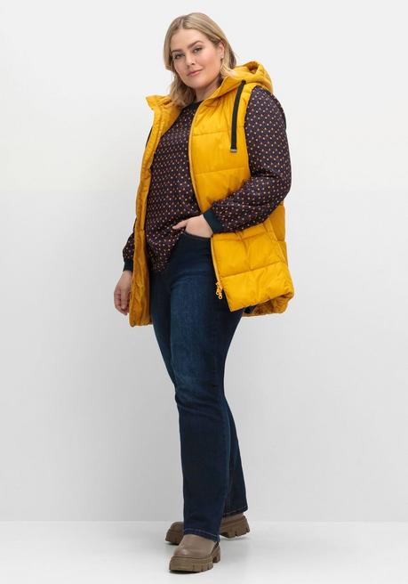 Sheego Steppweste In A-Linie, Mit Kapuze Und 2-Wege-Zipper - Senfgelb Sheego
