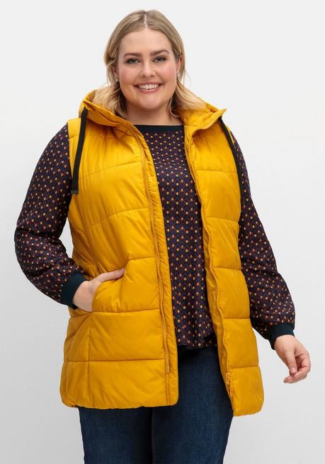 sheego Steppweste in A-Linie, mit Kapuze und 2-Wege-Zipper - senfgelb sheego
