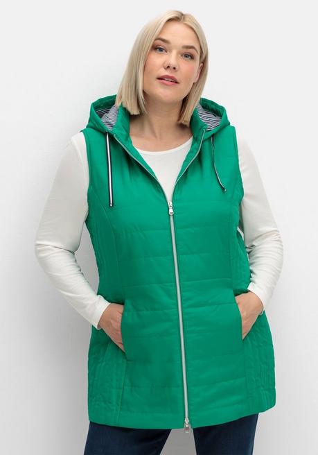Sheego Steppweste Mit Gestreiftem Innenfutter - Grün Sheego