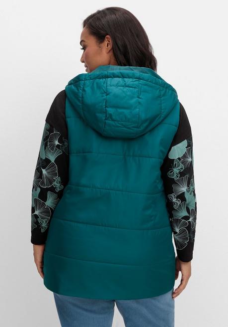 Sheego Steppweste Mit Kapuze Und Glitzer-Details - Petrol Sheego