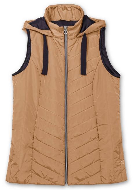 Sheego Steppweste Mit Kapuze Und Kontrastdetails - Camelfarben Sheego