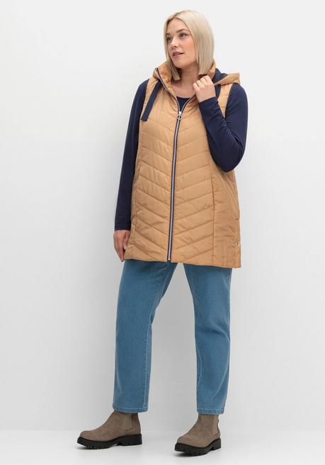 Sheego Steppweste Mit Kapuze Und Kontrastdetails - Camelfarben Sheego