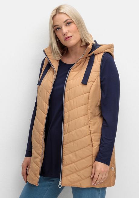 Sheego Steppweste Mit Kapuze Und Kontrastdetails - Camelfarben Sheego