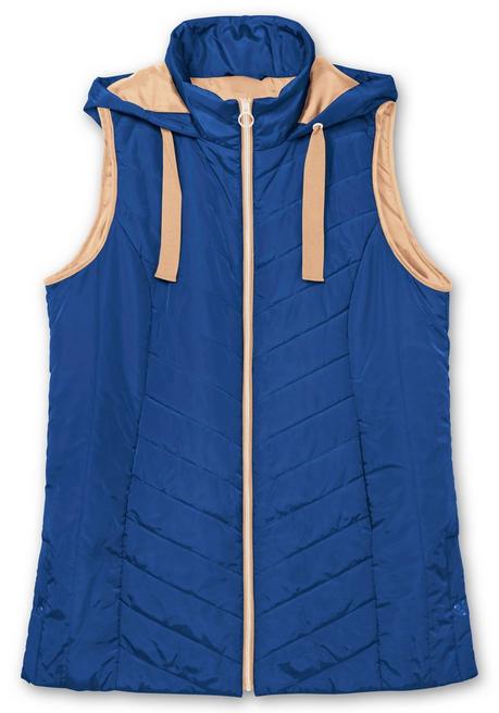 Sheego Steppweste Mit Kapuze Und Kontrastdetails - Royalblau Sheego