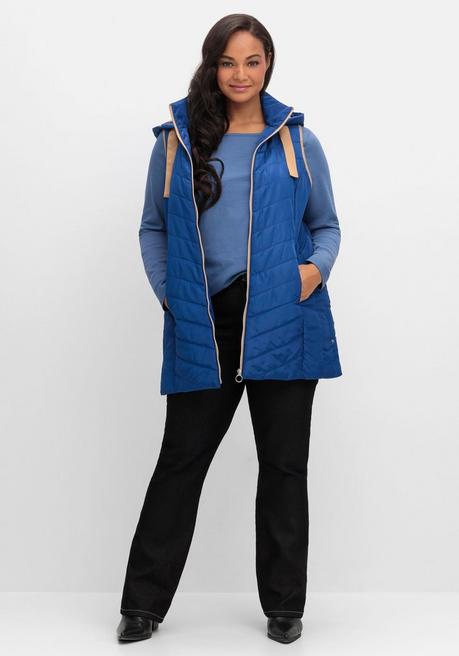 Sheego Steppweste Mit Kapuze Und Kontrastdetails - Royalblau Sheego