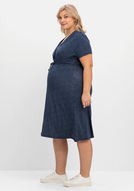 Sheego Stillkleid Aus Jersey, Mit Unterbrust-Tunnelzug - Nachtblau Bedruckt Sheego