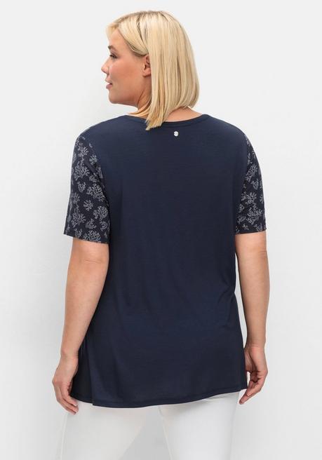 Sheego Stillshirt In Lagenoptik, Aus Viskosejersey - Tiefblau Sheego