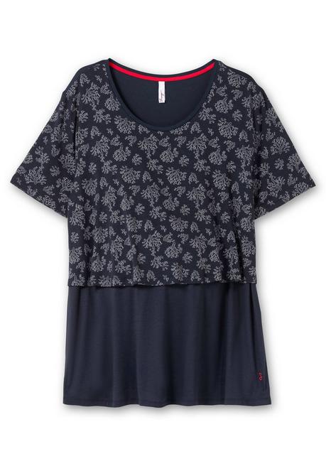 Sheego Stillshirt In Lagenoptik, Aus Viskosejersey - Tiefblau Sheego