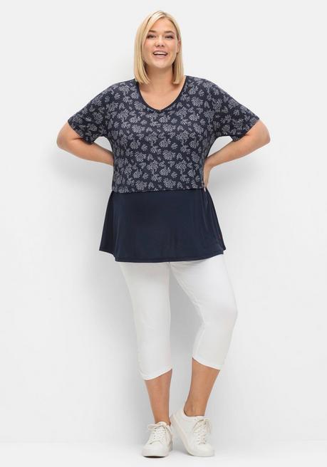 Sheego Stillshirt In Lagenoptik, Aus Viskosejersey - Tiefblau Sheego