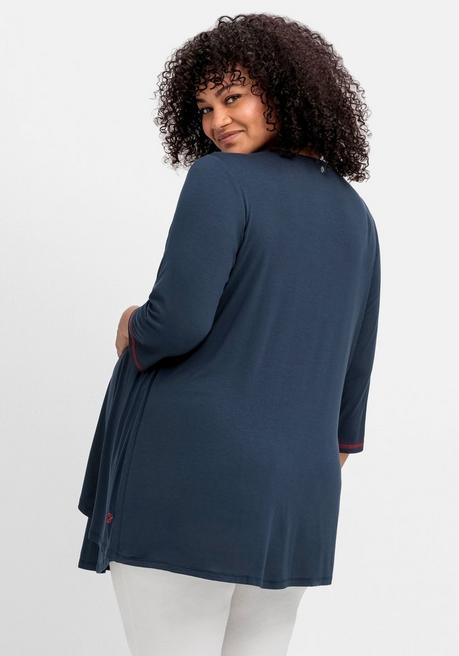 Sheego Stillshirt In Layer-Optik, Mit Raffung Am Ausschnitt - Nachtblau Sheego