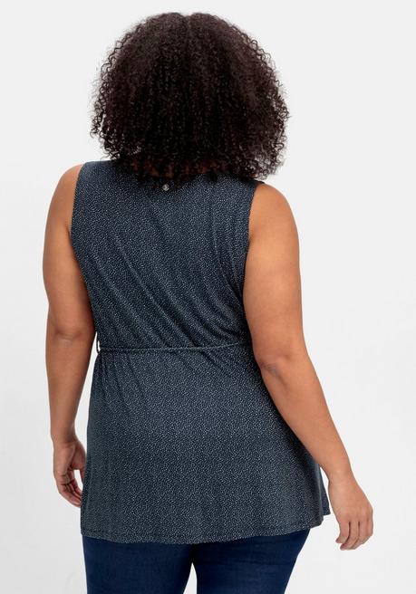 Sheego Stilltop In Wickeloptik, Mit Tunnelzug - Nachtblau Bedruckt Sheego