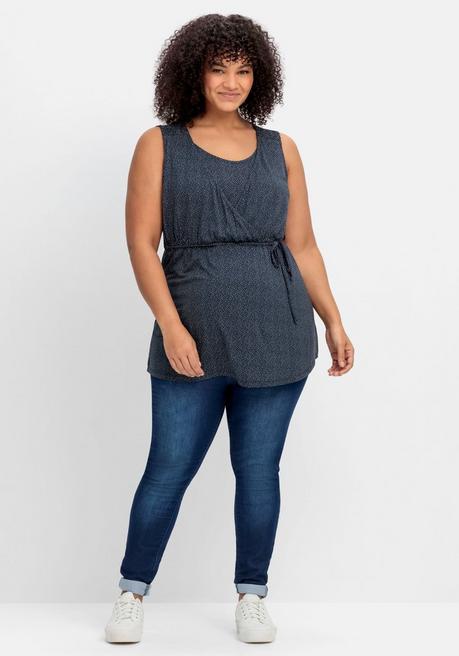 Sheego Stilltop In Wickeloptik, Mit Tunnelzug - Nachtblau Bedruckt Sheego