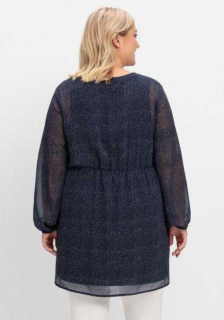 Sheego Stilltunika Aus Chiffon, In Longform - Nachtblau Bedruckt Sheego