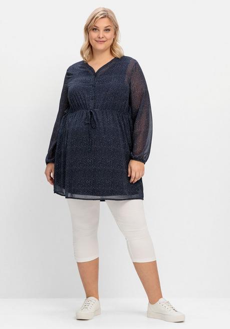 Sheego Stilltunika Aus Chiffon, In Longform - Nachtblau Bedruckt Sheego