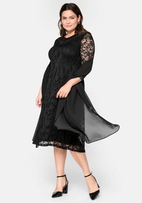 Sheego Stola Aus Fließendem Chiffon - Schwarz Sheego