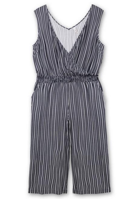 Sheego Strand-Jumpsuit In Wickeloptik - Marine Gestreift Sheego
