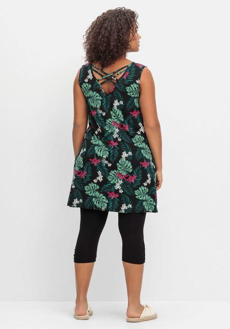 Sheego Strandset Aus Longtop Und 3/4-Leggings - Schwarz Gemustert Sheego