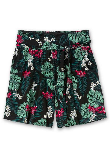 Sheego Strandshorts Mit Smokbund Und Bindeband - Schwarz Gemustert Sheego