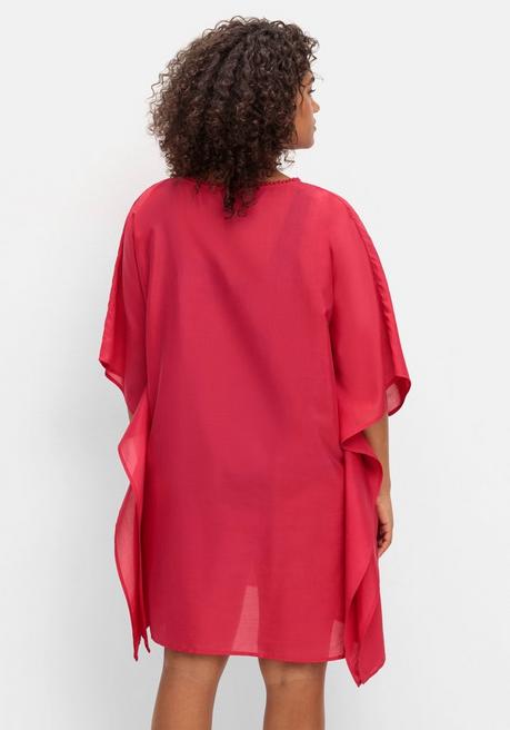 Sheego Strandtunika Im Poncho-Schnitt, Leicht Transparent - Magenta Sheego
