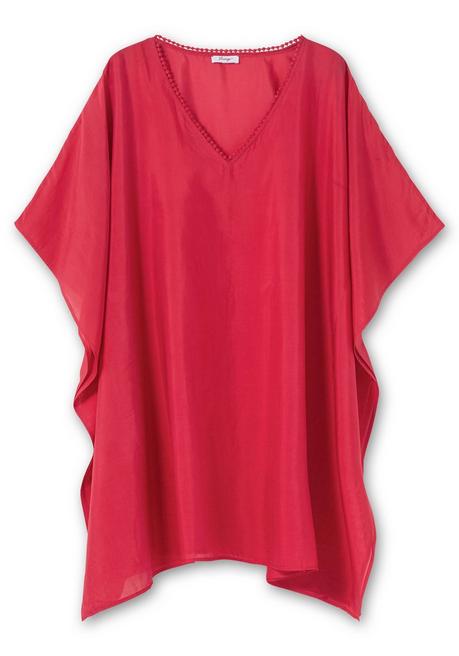 Sheego Strandtunika Im Poncho-Schnitt, Leicht Transparent - Magenta Sheego