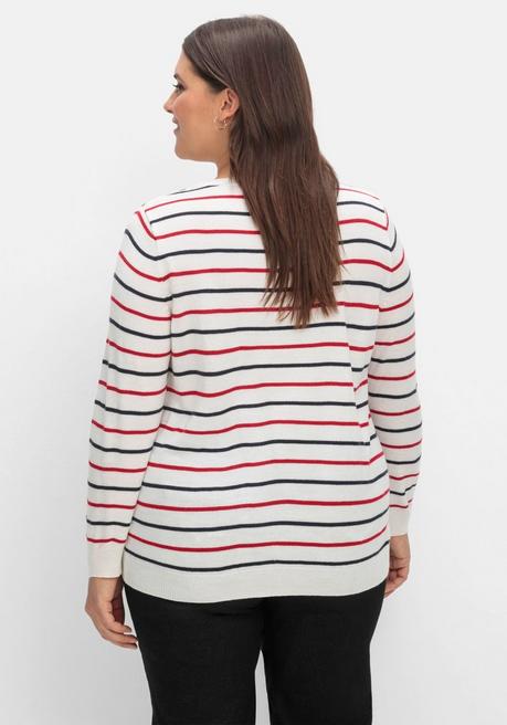 Sheego Streifen-Pullover Mit Ripp-Abschlüssen - Weiß Gestreift Sheego