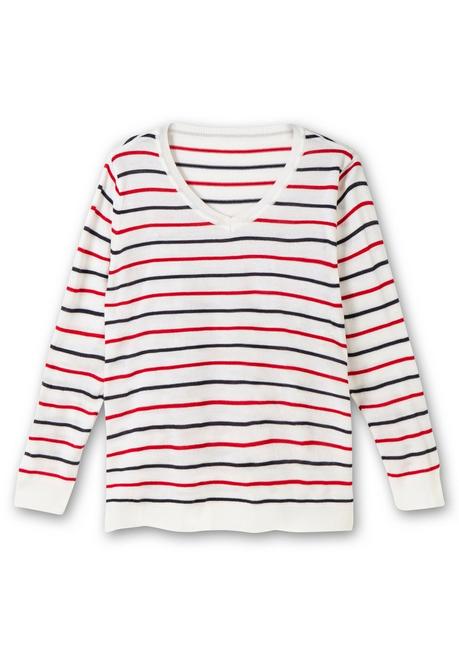 Sheego Streifen-Pullover Mit Ripp-Abschlüssen - Weiß Gestreift Sheego