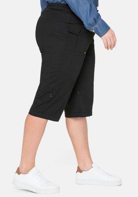 Sheego Stretch-Bermudas Mit Aufgesetzten Taschen Und Patten - Schwarz Sheego