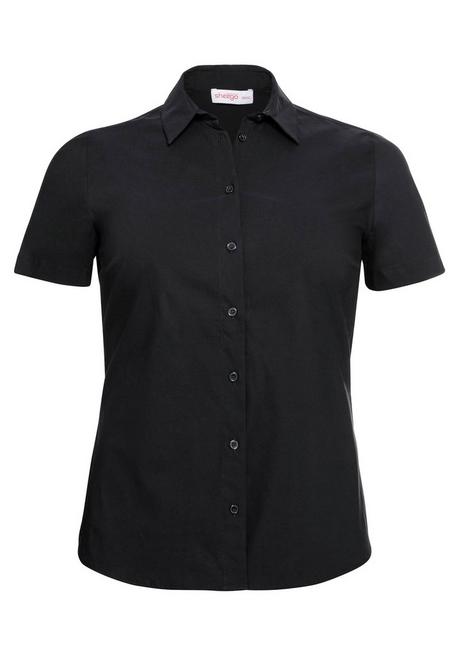 Sheego Stretch-Bluse Mit Kurzem Arm, Leicht Tailliert - Schwarz Sheego
