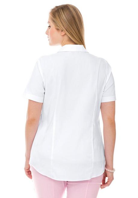Sheego Stretch-Bluse Mit Kurzem Arm, Leicht Tailliert - Weiß Sheego