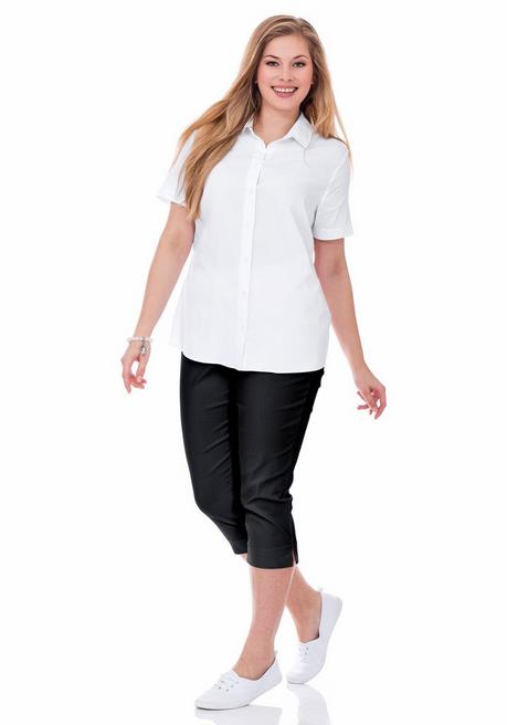 Sheego Stretch-Bluse Mit Kurzem Arm, Leicht Tailliert - Weiß Sheego