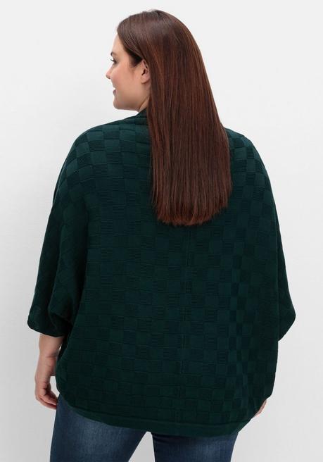 Sheego Strickcape Im Tonigen Schachbrettmuster - Tiefgrün Sheego