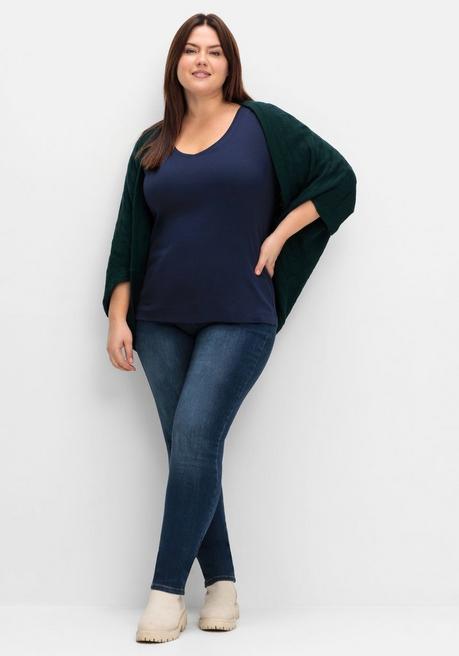 Sheego Strickcape Im Tonigen Schachbrettmuster - Tiefgrün Sheego