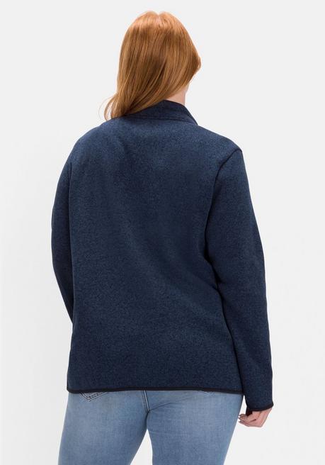 Sheego Strickfleecejacke Mit Stehkragen - Nachtblau Meliert Sheego