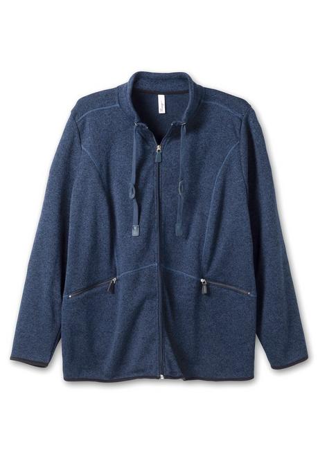 Sheego Strickfleecejacke Mit Stehkragen - Nachtblau Meliert Sheego