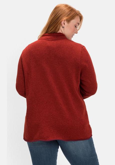 Sheego Strickfleecejacke Mit Stehkragen - Rostrot Meliert Sheego