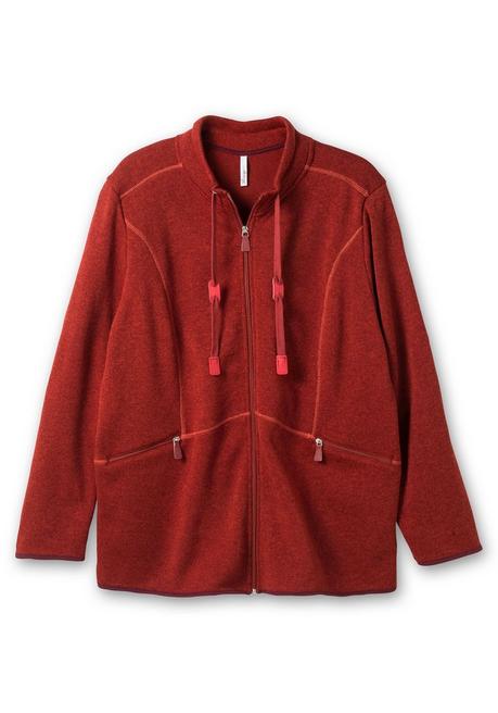 Sheego Strickfleecejacke Mit Stehkragen - Rostrot Meliert Sheego