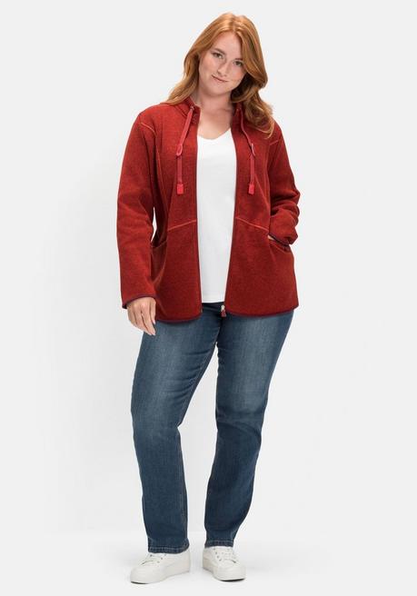 Sheego Strickfleecejacke Mit Stehkragen - Rostrot Meliert Sheego