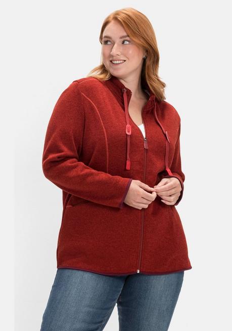 Sheego Strickfleecejacke Mit Stehkragen - Rostrot Meliert Sheego