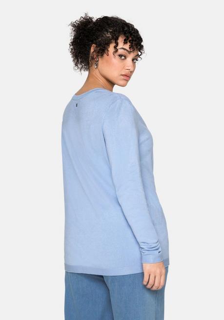 Sheego Strickjacke Aus Viskose, Mit Tiefem V-Ausschnitt - Hellblau Sheego