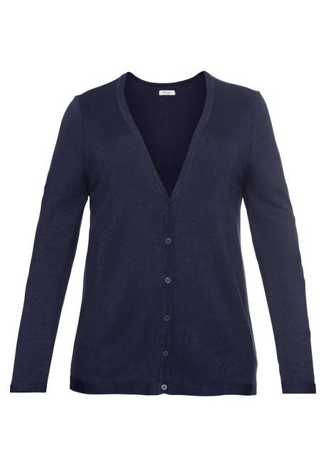 Sheego Strickjacke Aus Viskose, Mit Tiefem V-Ausschnitt - Marine Sheego